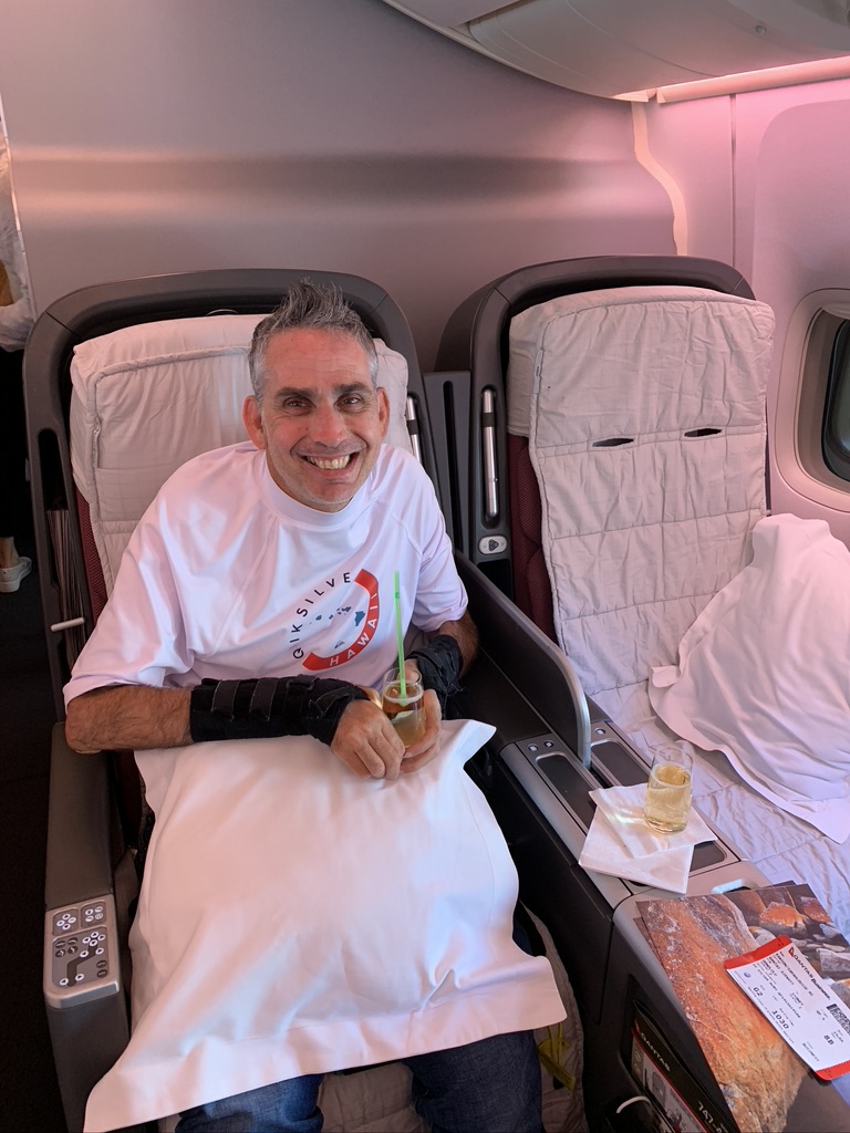 Business class and champagne